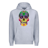 Heather Grey sugar skull Premium Hoodie - FaDigitalArtStudio