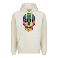 Oatmeal Heather sugar skull Premium Hoodie - FaDigitalArtStudio