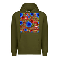 Army Green patriotic flowers seamless pattern Premium Hoodie - HRA Design Shop