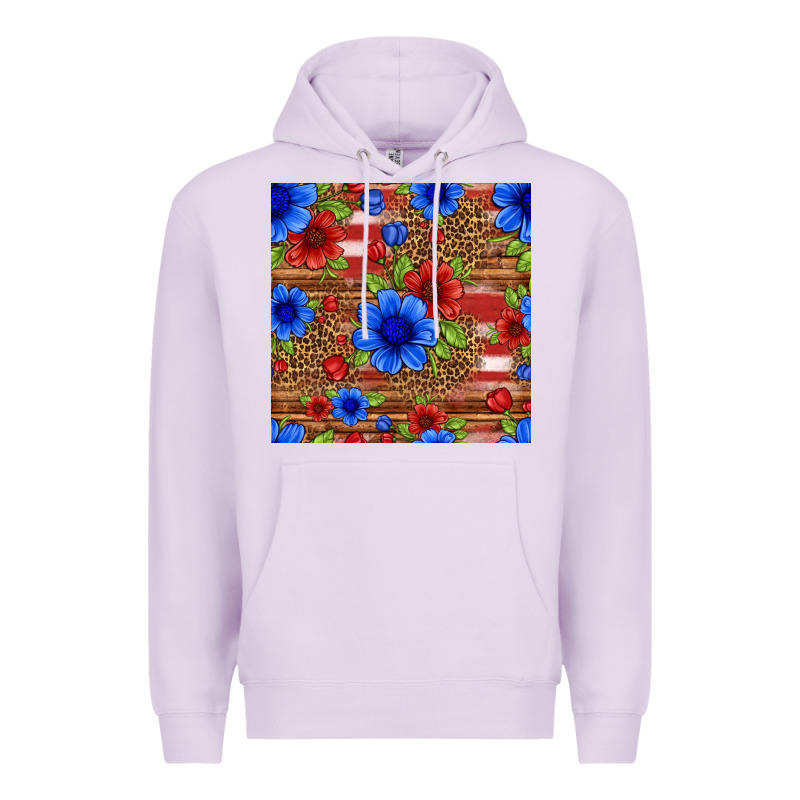 Patriotic Flowers Seamless Pattern Premium Hoodie by HRA Design Shop | Teevron