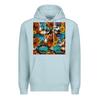 Blue Mist sunflower horses seamless pattern Premium Hoodie - HRA Design Shop