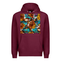 Burgundy sunflower horses seamless pattern Premium Hoodie - HRA Design Shop