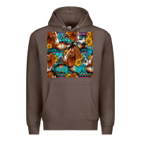Coffee sunflower horses seamless pattern Premium Hoodie - HRA Design Shop