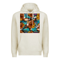 Oatmeal Heather sunflower horses seamless pattern Premium Hoodie - HRA Design Shop