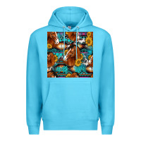 Ocean Blue sunflower horses seamless pattern Premium Hoodie - HRA Design Shop