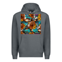 Rock sunflower horses seamless pattern Premium Hoodie - HRA Design Shop