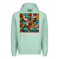 Seafoam sunflower horses seamless pattern Premium Hoodie - HRA Design Shop