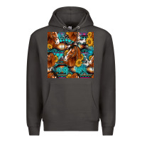 Smoke sunflower horses seamless pattern Premium Hoodie - HRA Design Shop