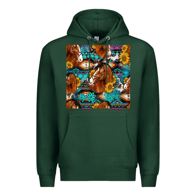 Sunflower Horses Seamless Pattern Premium Hoodie by HRA Design Shop | Teevron