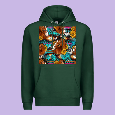 Sunflower Horses Seamless Pattern Premium Hoodie Designed By Hra Design Shop