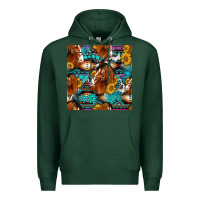 Sports Green sunflower horses seamless pattern Premium Hoodie - HRA Design Shop