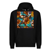 Black sunflower horses seamless pattern Premium Hoodie - HRA Design Shop