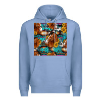 Colony Blue sunflower horses seamless pattern Premium Hoodie - HRA Design Shop