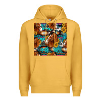 Mustard sunflower horses seamless pattern Premium Hoodie - HRA Design Shop