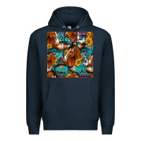 Navy sunflower horses seamless pattern Premium Hoodie - HRA Design Shop