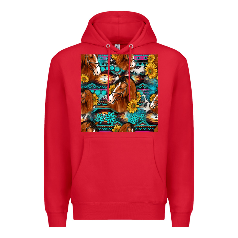 Sunflower Horses Seamless Pattern Premium Hoodie by HRA Design Shop | Teevron