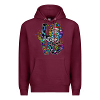 Burgundy love autism Premium Hoodie - SublimationCraftShop