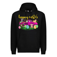 Black happy easter truck with farm animal Premium Hoodie - Neo Western