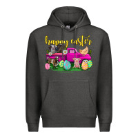 Charcoal Heather happy easter truck with farm animal Premium Hoodie - Neo Western