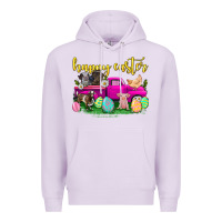 Lilac happy easter truck with farm animal Premium Hoodie - Neo Western