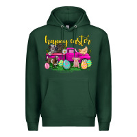 Sports Green happy easter truck with farm animal Premium Hoodie - Neo Western
