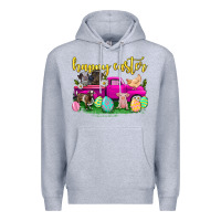 Heather Grey happy easter truck with farm animal Premium Hoodie - Neo Western