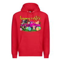 Red happy easter truck with farm animal Premium Hoodie - Neo Western