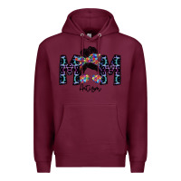 Burgundy mom autism Premium Hoodie - SublimationCraftShop