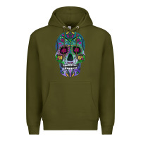 Army Green sugar skull Premium Hoodie - FaDigitalArtStudio