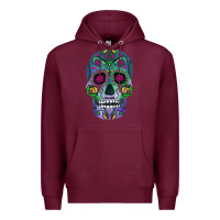 Burgundy sugar skull Premium Hoodie - FaDigitalArtStudio