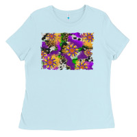 Baby Blue mardi gras sunflower cowhide leopard and glitter background Ladies Tee - Artiststas