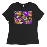 Black mardi gras sunflower cowhide leopard and glitter background Ladies Tee - Artiststas