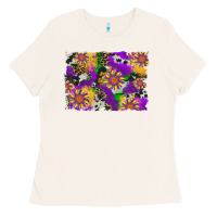 Bone mardi gras sunflower cowhide leopard and glitter background Ladies Tee - Artiststas