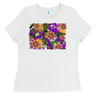 White mardi gras sunflower cowhide leopard and glitter background Ladies Tee - Artiststas