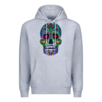 Heather Grey sugar skull Premium Hoodie - FaDigitalArtStudio