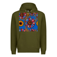 Army Green usa sunflowers seamless pattern Premium Hoodie - HRA Design Shop