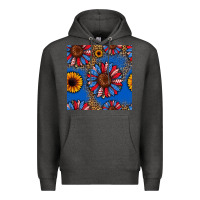 Charcoal Heather usa sunflowers seamless pattern Premium Hoodie - HRA Design Shop