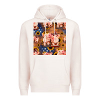 Pale Pink american pigs seamless pattern Premium Hoodie - HRA Design Shop