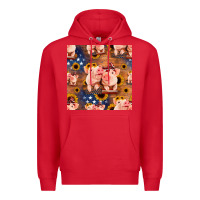 Red american pigs seamless pattern Premium Hoodie - HRA Design Shop