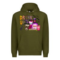 Army Green drink up witches Premium Hoodie - CowhideDigitalArt