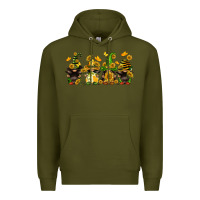 Army Green sunflower gnomies Premium Hoodie - FaDigitalArtStudio
