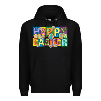 Black happy easter with eggs Premium Hoodie - Neo Western