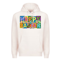 Pale Pink happy easter with eggs Premium Hoodie - Neo Western