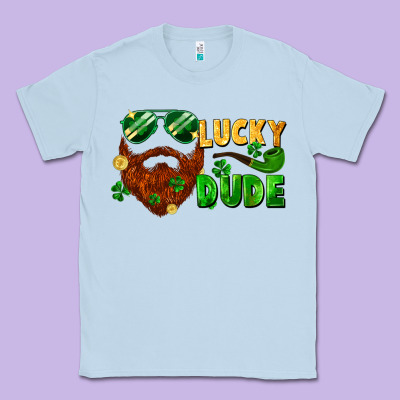 Lucky Dude Saint Patrick's Bearded Man Classic Tee Designed By Fadigitalartstudio