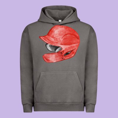 Red Baseball Batting Helmet Fa Element Urban Hoodie Designed By Fadigitalartstudio