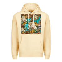 Pina Colada sunflowers charolais cow seamless pattern Premium Hoodie - HRA Design Shop