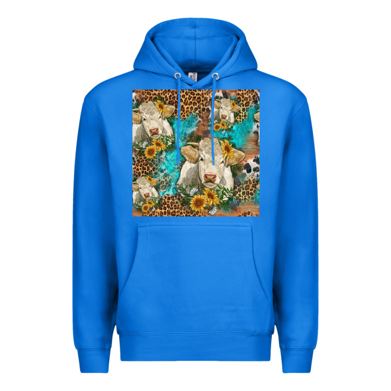 Sunflowers Charolais Cow Seamless Pattern Premium Hoodie by HRA Design Shop | Teevron