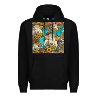 Black sunflowers charolais cow seamless pattern Premium Hoodie - HRA Design Shop