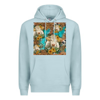 Blue Mist sunflowers charolais cow seamless pattern Premium Hoodie - HRA Design Shop