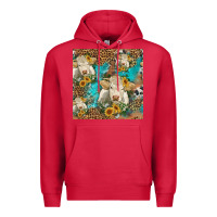 Cardinal sunflowers charolais cow seamless pattern Premium Hoodie - HRA Design Shop